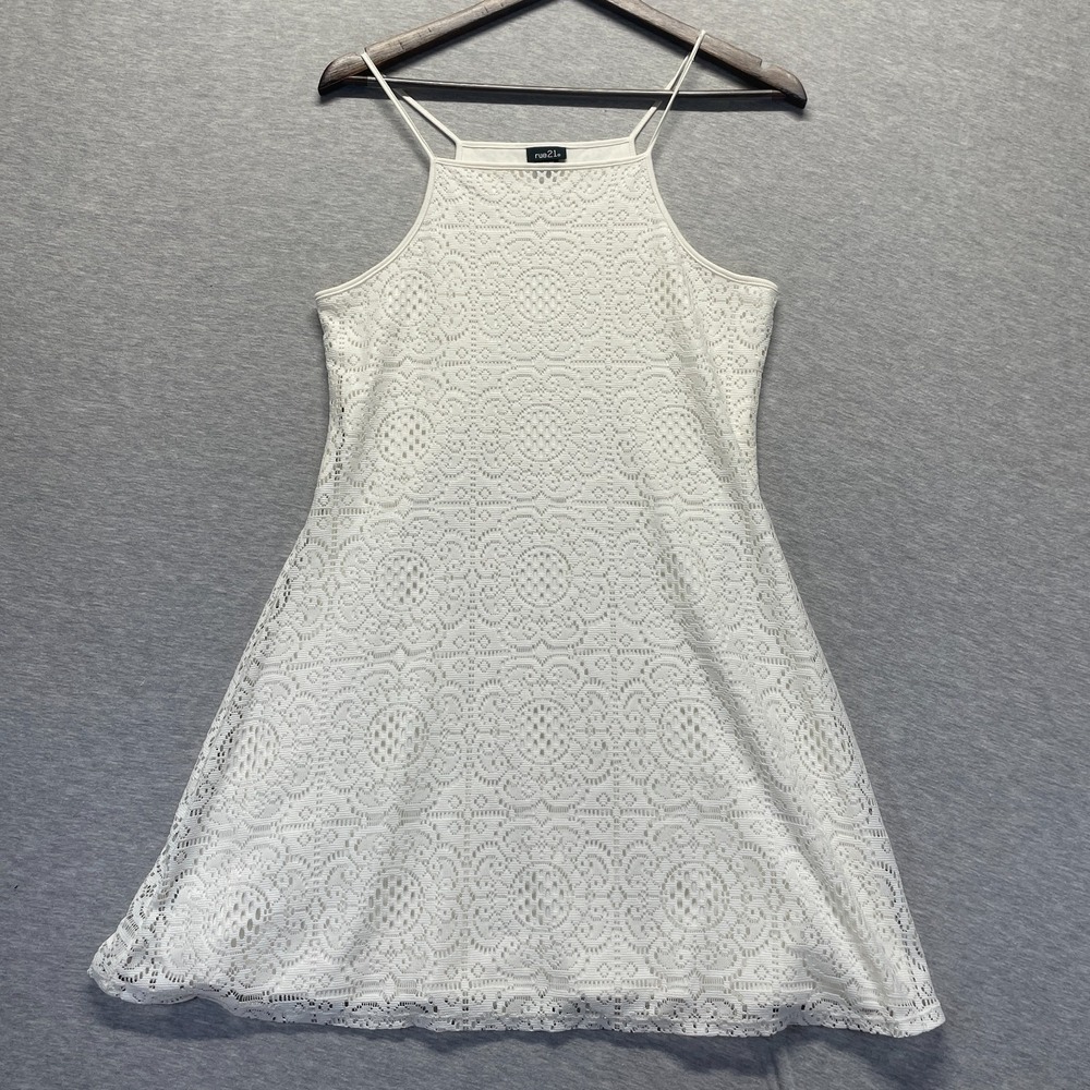 Rue21 A-Line Mini Dress Womens Medium Ivory Delicate Lace Floral Spaghetti Strap